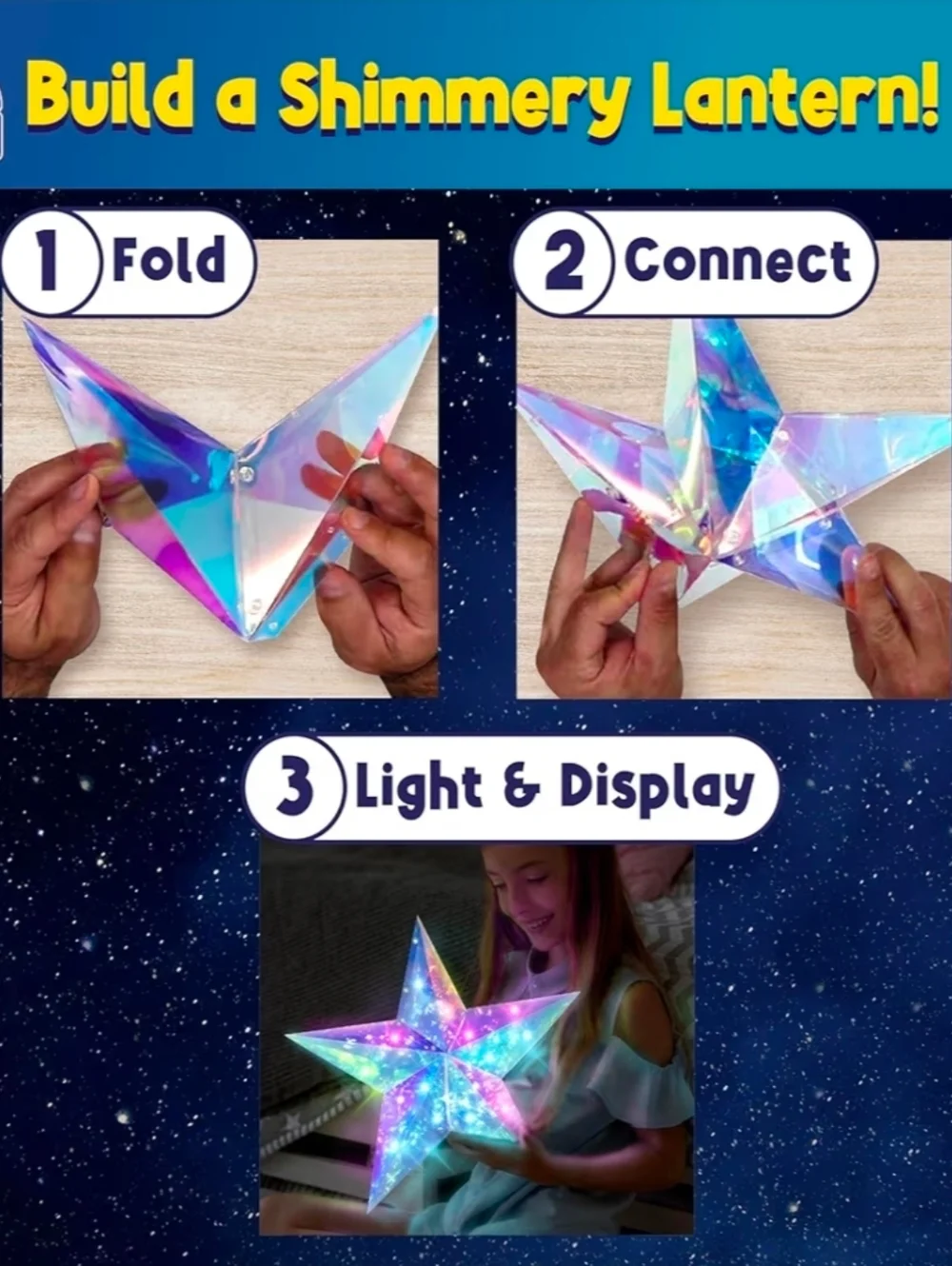 PURPLE LADYBUG Prismic Star Lantern Craft Kit - Room Light Decoration, Gifts